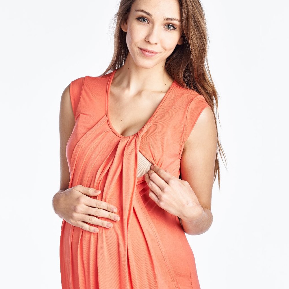 (CNT1040) Front Pleated Ruched Nursing Tunic